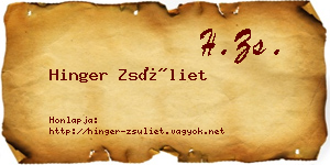 Hinger Zsüliet névjegykártya